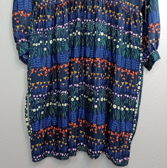 NWT Eloquii Floral Long-sleeved D-Ring Adjustable Keyhole Choker Midi Dress - Picture 5 of 16